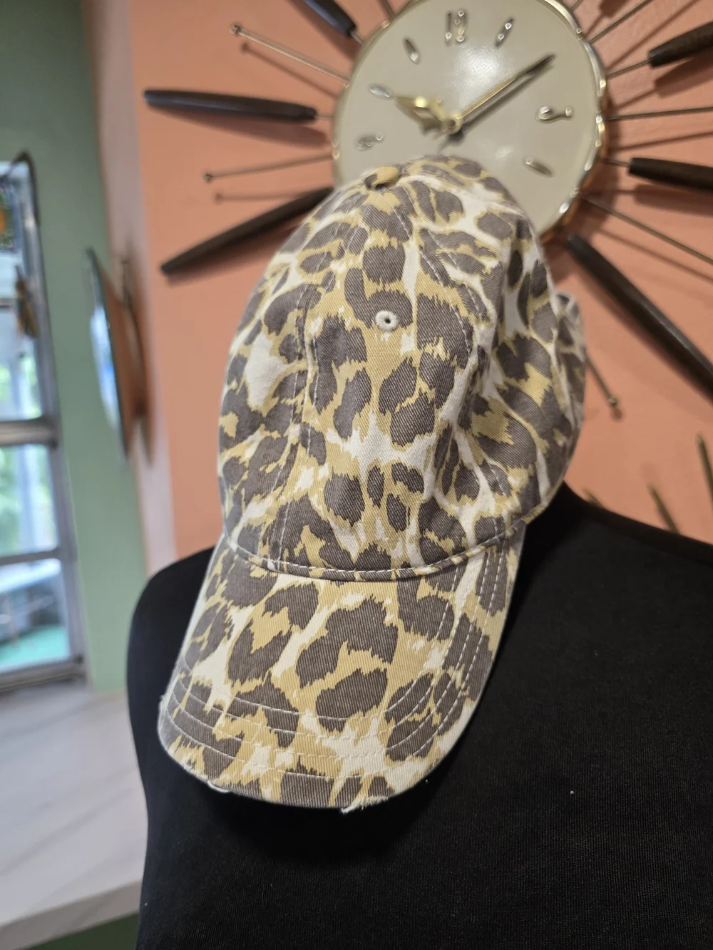 aerie Leopard Print Baseball Cap in Brown and Tan Animal Print Distressed